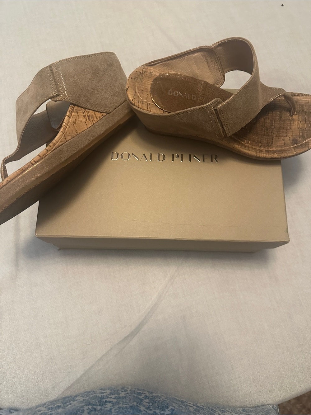 Donald J. Pliner Light Bronze Metallic Wedge Sandals